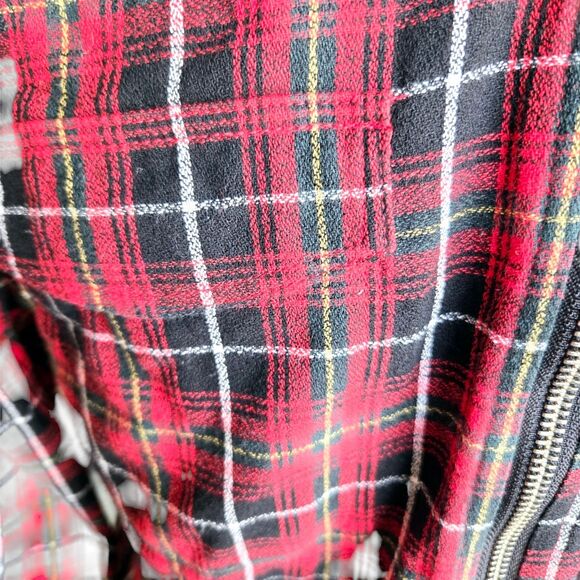 Plaid Shirt Pink + Dolphin MEDIEVAL PLAID ZIPUP Red Small partial sleeve zippers - Picture 6 of 14
